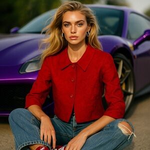 Anne Charles Red Elegant Jacket - Size Small